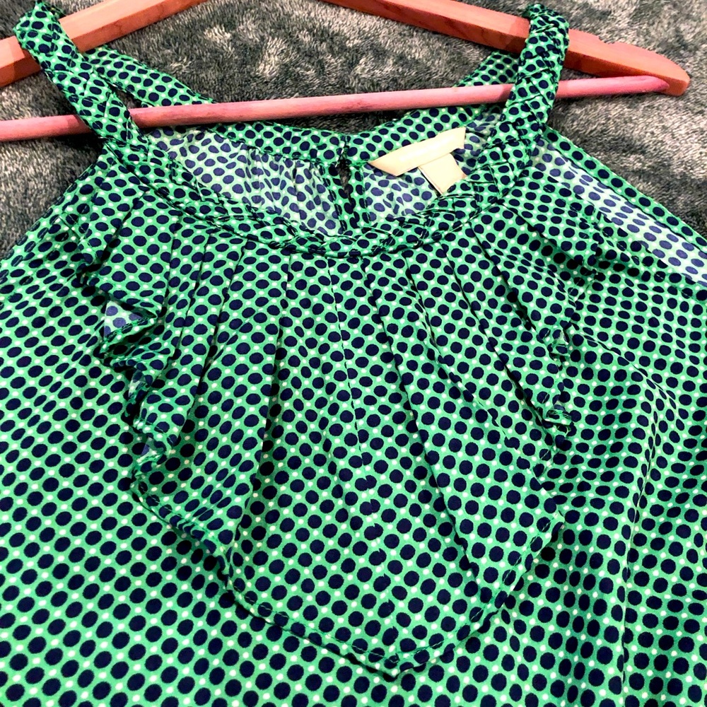 Banana Republic Green and Navy Print Sleeveless Top